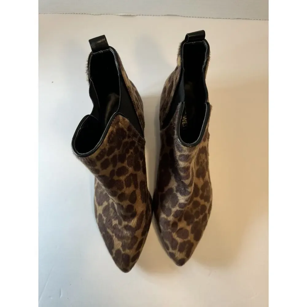 New Nine West womens natural Multi Cabrie Cheetah Animal print bootie‎ Sz 8M